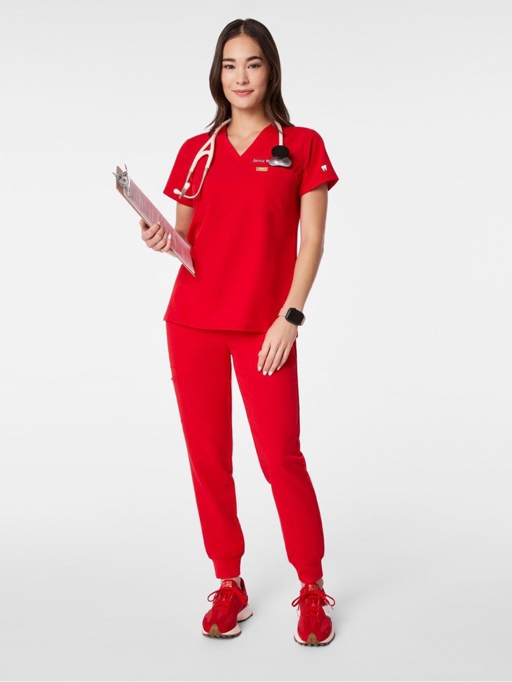 Figs Women's Scrub Joggers in Pop Red